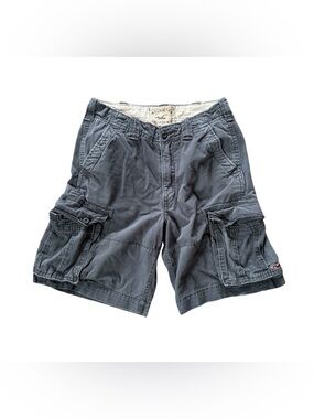 Vintage Y2K Hollister Cargo Shorts Men’s 32 Gray Utility Distressed Baggy